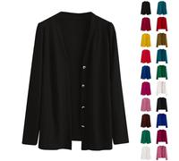 Cardigan Traforato Cotone Cardigan Donna Elegante Casual A Manica Lunga con Bottone E Tasche Elegante Coprispalle in Maglia Casual V A Maniche Maglioni Solido Golfino Aperto Nero Donna