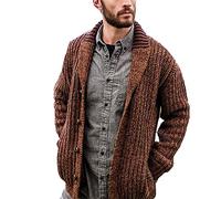 Cardigan Uomo Autunno e Inverno, Tinta Unita, Manica Lunga, Maglione in Maglia Sottile, Cappotto, Maglione con Revers alla Moda