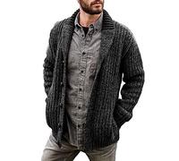 Cardigan Uomo Autunno e Inverno, Tinta Unita, Manica Lunga, Maglione in Maglia Sottile, Cappotto, Maglione con Revers alla Moda