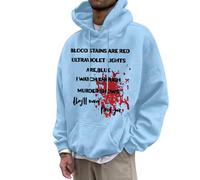 Cardigan uomo blu casual felpa con cappuccio con tema di Halloween sanguinoso per uomo, vestibilità comoda, felpa con stampa grafica per l'uso quotidiano autunno e inverno S felpa da uomo, Celeste., M