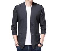 Cardigan Uomo Primavera Autunno Slim Fit Couleur Unie Maglia Giacca Uomo Casual Moda semplicità Manica Lunga Maglione Uomo Gioventù all-Match Classico Maglione Giacca Uomo B-Dark Grey 4XL
