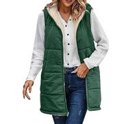 Cardigan Uomo Zippe Senza Cappuccio Donne 2023 autunno gilet reversibile senza maniche pile giacca cerniera con cappuccio tasche lunghe inverno cappotto capispalla Scatola Gioielli Cavallo, verde, XL