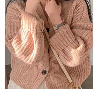 Cardigan vintage a maglia grossa da donna per autunno e inverno - con bottoni davanti, maniche lunghe, perfetto per San Valentino e oltre l'inverno L,M,S,XSColore unicoTessuto in maglia