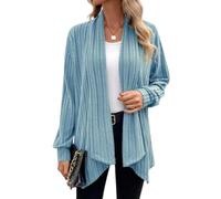 Cardigans for Women Open Front Long Sleeve Loose Fit Cardigan Jacket | Draped Side Hem Easy Layering Everyday Styling Office Casual Travel Ready Versatile Solid Color Clean Minimal Design