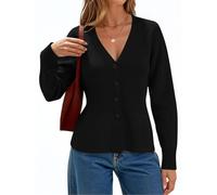 Cardigans for Women Sweater Long Sleeve Solid Color Button Closure Tunic Tops Knitted Lightweight Soft Comfy Fall Outfits