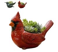 Cardinal Bird Succulent Planter, Red Bird Flower Pot with Drainage Hole, Resin Red Birds Plant Pot, Decorative Planter for Indoor/Outdoor, Tabletop Home Garden Plant Decor (#A)