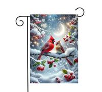 Cardinal Birds On Branch With Berries Moon Snowflakes Beautiful Winer Bandiere Resistente Alle Intemperie Bandiera Durevole Bandiera Da Giardino Per Feste Cortile Portico 30X45Cm