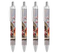 Cardinal Birds Snow Day House Penna a sfera personalizzata per uomini e donne penne retrattili 0,5 mm blu stampato divertente 4 pezzi come foto 2