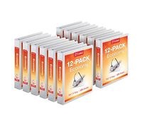 Cardinal ClearVue 90751 - Raccoglitori economici a 3 anelli, 3,8 cm, anelli a D inclinati, contiene 375 fogli, vista presentazione, antiaderente, colore bianco, confezione da 12