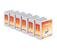 Cardinal ClearVue 90781 - Raccoglitori economici a 3 anelli, 10,2 cm, anelli a D inclinati, contiene 835 fogli, vista presentazione, antiaderente, colore bianco, confezione da 6