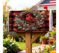 Cardinal, copertura magnetica per cassetta delle lettere, ghirlanda rustica natalizia con agrifoglio rosso, decorazione per giardino, patio, 45,7 x 53,3 cm