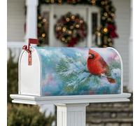 Cardinal, copertura magnetica per cassetta delle lettere, protezione per cassetta postale invernale rustica in pino e neve, per decorazione del prato, 53 x 64 cm
