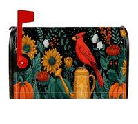 Cardinal, copertura magnetica per cassetta postale, autunnale, rustica, girasole, zucca, rosso, decorazione per la casa e il giardino, 53 x 64 cm
