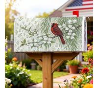 Cardinal, copertura magnetica per cassetta postale, con fiori e foglie di corniolo naturale, colore rosso, per decorazioni per la casa e il giardino, 45,7 x 53,7 cm