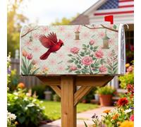 Cardinal, copertura magnetica per cassetta postale, rose floreali primaverili, colore rosso, per decorazione portico anteriore, 45,7 x 53,7 cm