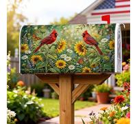 Cardinal, Coperture magnetiche per cassetta delle lettere, con girasole vibrante, farfalla, primavera, rossa, decorazione per giardino, patio, 53 x 64 cm