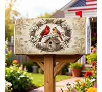 Cardinal, Coperture magnetiche per cassetta delle lettere, rustiche e vintage, motivo floreale primaverile rosso, decorazione per la casa e il giardino, 53 x 65 cm
