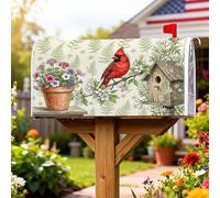 Cardinal, Coperture magnetiche per cassette delle lettere, in stile rustico, con primavera, copertura per cassetta delle lettere rossa, per esterni, giardino, cortile, 53 x 65,5 cm