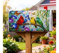 Cardinal, Coperture magnetiche per cassette postali, colore blu vivace con farfalla e ghiandaia, copertura per cassetta delle lettere rossa per la casa e il giardino, 53 x 64 cm