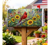 Cardinal, Coperture magnetiche per cassette postali, con girasole vivace stagionale, lavanda primaverile, decorazione per cortile, 45,7 x 53,3 cm