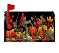 Cardinal, Coperture magnetiche per cassette postali, decorazione autunnale rustica con zucca e croce, arancione, decorazione per la casa e il giardino, 53 x 64 cm