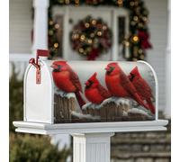 Cardinal, Coperture magnetiche per cassette postali, in legno di neve rustico, invernale, rosso, decorazione per esterni, giardino, cortile, 53 x 64 cm