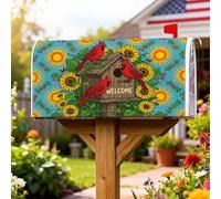 Cardinal, Coperture magnetiche per cassette postali, motivo girasole vibrante primaverile, colore rosso, decorazione per giardino, cortile, 45,7 x 53,3 cm