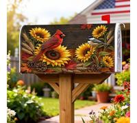 Cardinal, Coperture magnetiche per cassette postali, rustiche, con girasole e cince autunnali, per decorazione della porta d'ingresso, 53 x 65 cm
