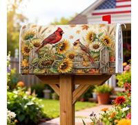 Cardinal, Coperture magnetiche per cassette postali, rustiche, con girasole, foglie autunnali, colore rosso, per decorazione del portico anteriore, 45,7 x 53,7 cm