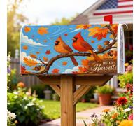 Cardinal, Coperture magnetiche per cassette postali, rustiche e moderne, con foglie, ghianda, arancione, decorazioni per casa e giardino, 53 x 65,5 cm