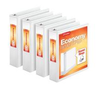 Cardinal Economy Round Ring View Binders, 2,5 cm, 4 per Pack (79510) 2-Inch (4-Pack) White