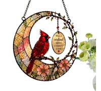 Cardinal Light Catcher, Stained Glass Window Ornament, 7.8x7.8 Inch Rainbow Reflection Display With Color Prism Design, Acrylic Panel Build, Artistic Hanging Style Decor, Garden Use