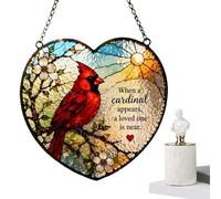 Cardinal Memorial Decor - Stained Glass, Acrylic Ornament, Vibrant Sunlight Catcher, Red Bird Hanging | Rainbow Creating Prism, Elegant Memorial Gift For Garden Window Backyard Patio Home