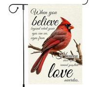 Cardinal Memorial Garden Flag 5 Double Sided Outside, When You Believe Beyond What Your Eyes Can See,Signs From