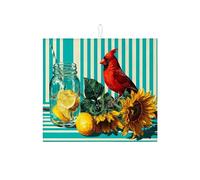 Cardinal, tappetino scolapiatti per bancone della cucina, tappetino assorbente ispirato alla natura luminosa, tappetino scolapiatti in microfibra floreale estivo per decorazione bancone della cucina