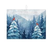 Cardinal, tappetino scolapiatti per bancone della cucina, tappetino assorbente per scolapiatti con foresta di pini blu, comodo tappetino in microfibra per cucina, caffè, bar, 45,7 x 61 cm