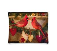 Cardinal, trousse da viaggio artistica vintage con uccellini rossi, borsa da viaggio per donne, piccola borsa portatile in tela con cerniera, borsa da toilette per le vacanze, Rosso, 7x9 Inch
