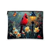 Cardinal, trousse da viaggio da donna, con motivo a narcisi colorati, organizer portatile con cerniera, regalo ispirato alla natura, per la primavera, Rosso, 7x9 Inch, Ucc