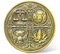 Cardinal Virtues - Moneta con quattro virtù, medaglietta stoica per ricordare lo stoicismo, per celebrare giustizia, coraggio, saggezza e temperanza (moneta singola)