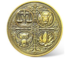 Cardinal Virtues - Moneta con quattro virtù, medaglietta stoica per ricordare lo stoicismo, per celebrare giustizia, coraggio, saggezza e temperanza (moneta singola)