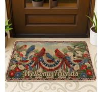 Cardinal, Zerbino rustico vintage con fiori di Bluebird Summer rosso, antiscivolo, per pavimento, decorazione per esterni, porta d'ingresso, patio, 73 x 43 cm