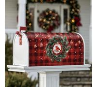 Cardinale - Coperture magnetiche per cassetta postale, decorazioni natalizie rustiche per ghirlande natalizie, colore rosso, per decorare il giardino e il patio, 53 x 64 cm