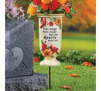 Cardinale & Fiore Loved Ones Lost Memoriale Poesia Cimitero Con Vaso di Fiori