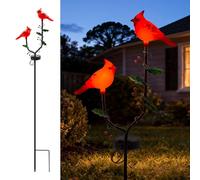 Cardinale Garden Decor Statuetta di uccello rosso, luci solari da giardino cardinali da esterno, decorazioni natalizie per patio, cortile, portico, prato, regali unici per le donne