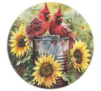 Cardinale Rosso Puzzle 1000 Pezzi Rotondo Carta per Adulti Giardino Girasole Gioco di Puzzle Decorazione Relax Regalo Famiglia