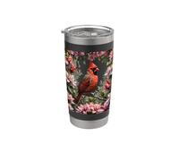 Cardinale Rosso Tra Rododendri Rosa Bicchiere termico in acciaio inox doppia parete