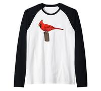 Cardinale Settentrionale Seduto su Un Albero Carino Uccello Tropicale Maglia con Maniche Raglan