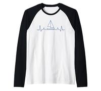 Cardiogram Sailing Yachting Barca Vela Veliero Vela Marinai Maglia con Maniche Raglan