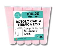 Cardioline 100 +/L Rotoli Compatibili per ECG, 100mm x 20mt, kit da 10 rotoli