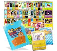 Cardmex Set di carte da collezione Mega Mix - 50 diverse carte Monster & Trainer (DE) di diverse edizioni - incluse 4 carte Holo/Reverse Holo